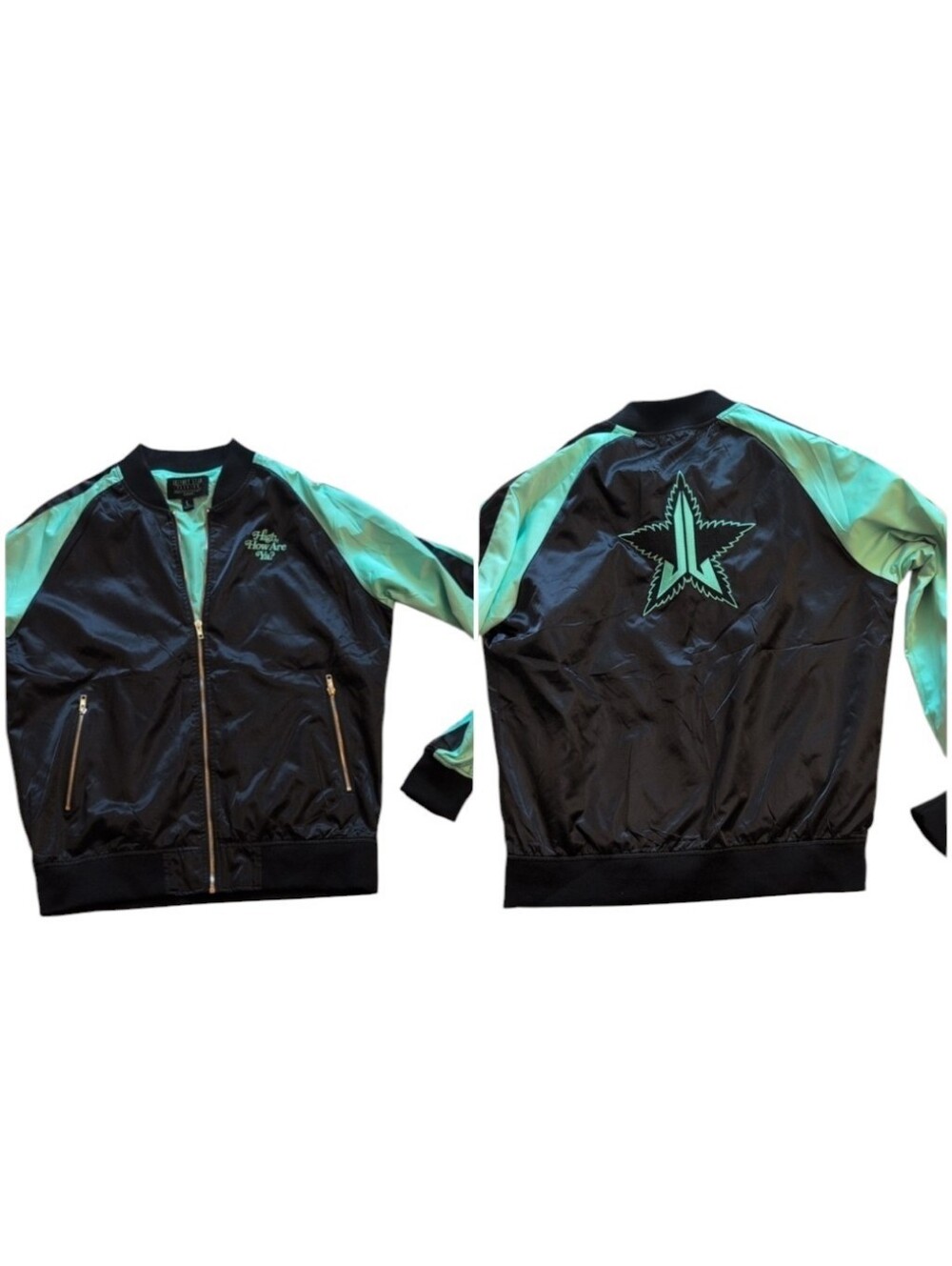 Jeffree Star Black Green Gold Bomber Jacket High How Are Ya? Unisex Size L